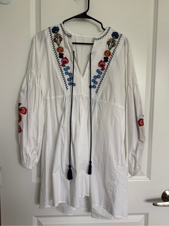 Other - White Embroidered Boho Tunic with Tassels | Beach Cover Up